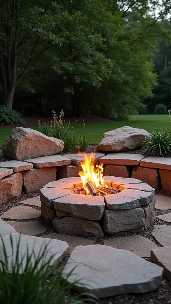 cozy rustic stone firepit