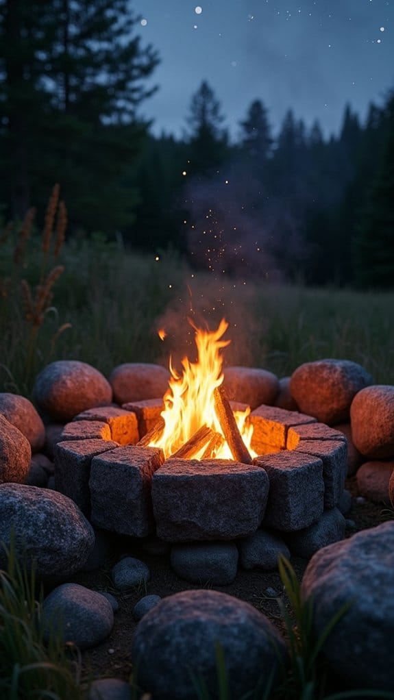 cozy rustic stone firepit