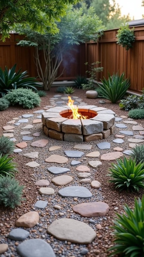 cozy stone fire pit
