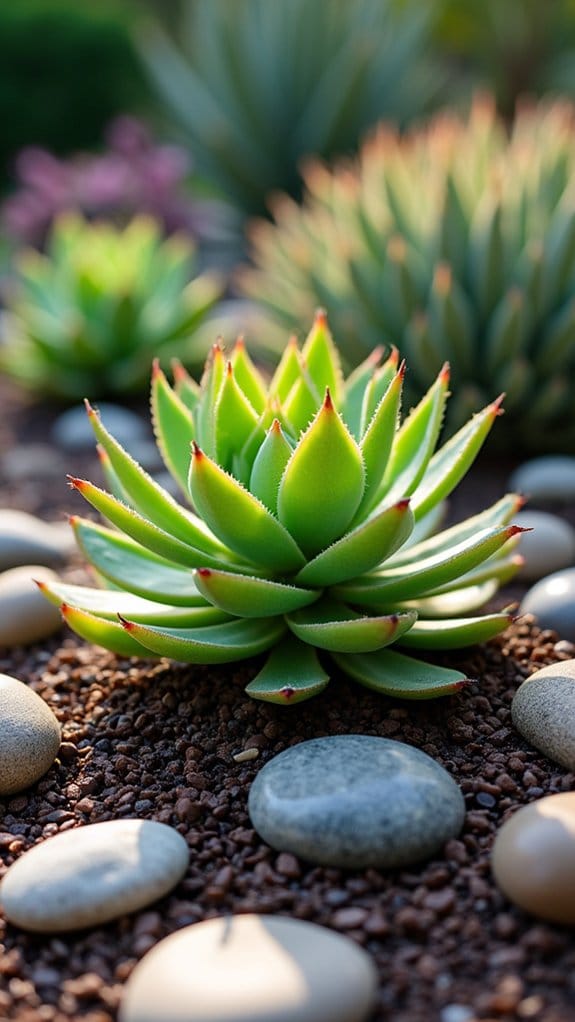 creative succulent stone displays