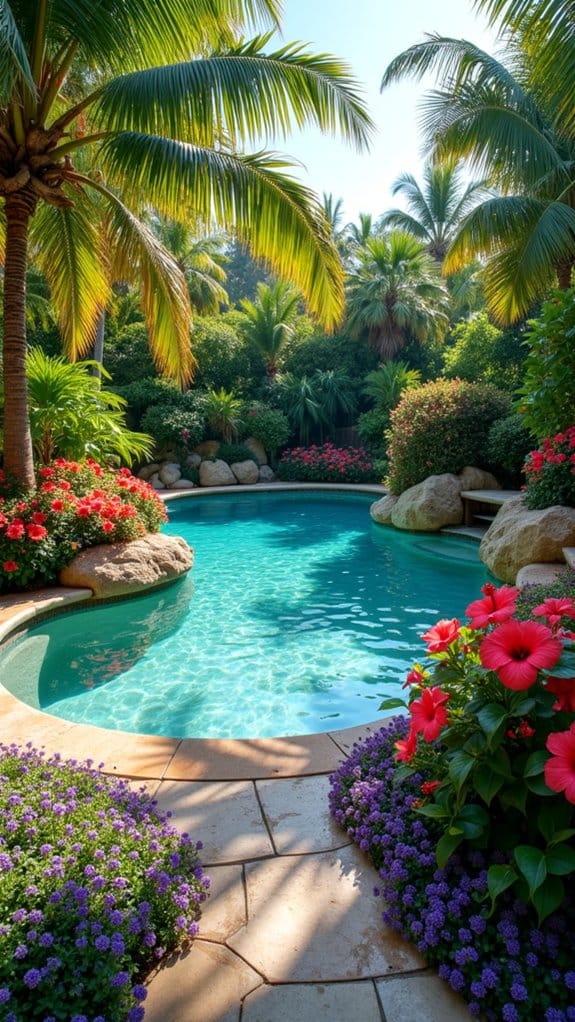 creeping thyme enhances poolside serenity