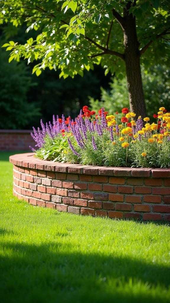 curved brick wall blooms