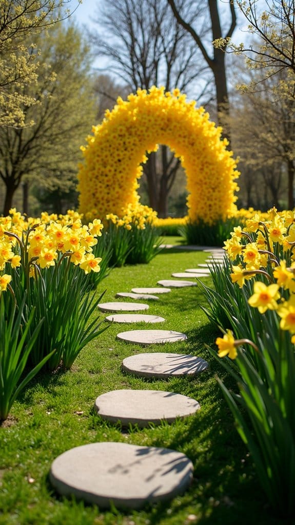 daffodil themed garden art installation