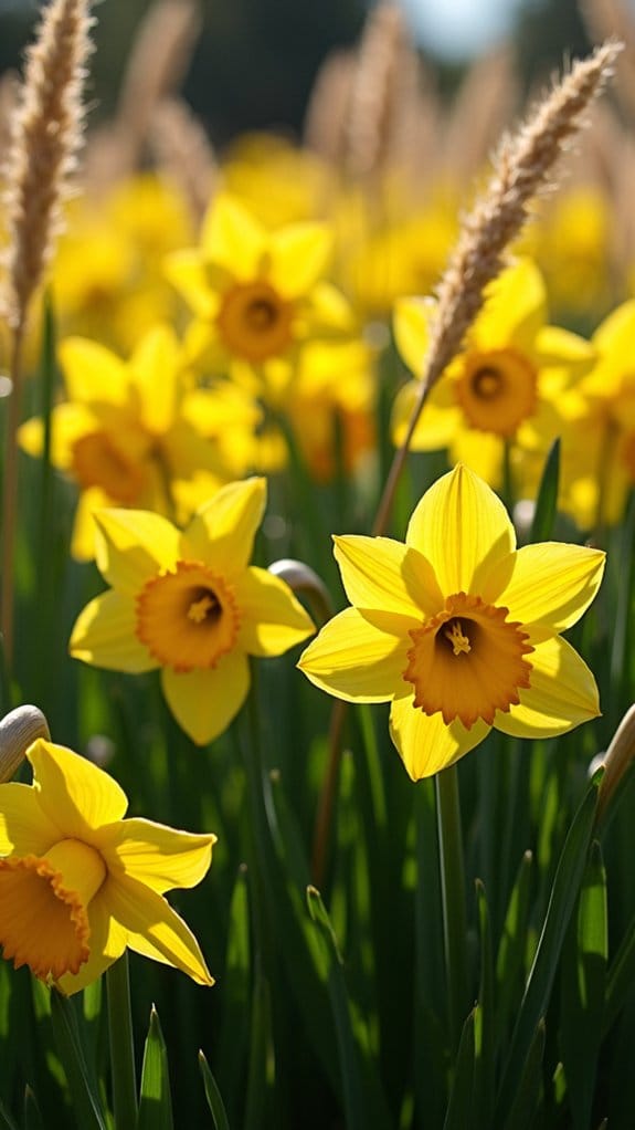 daffodils and ornamental grasses