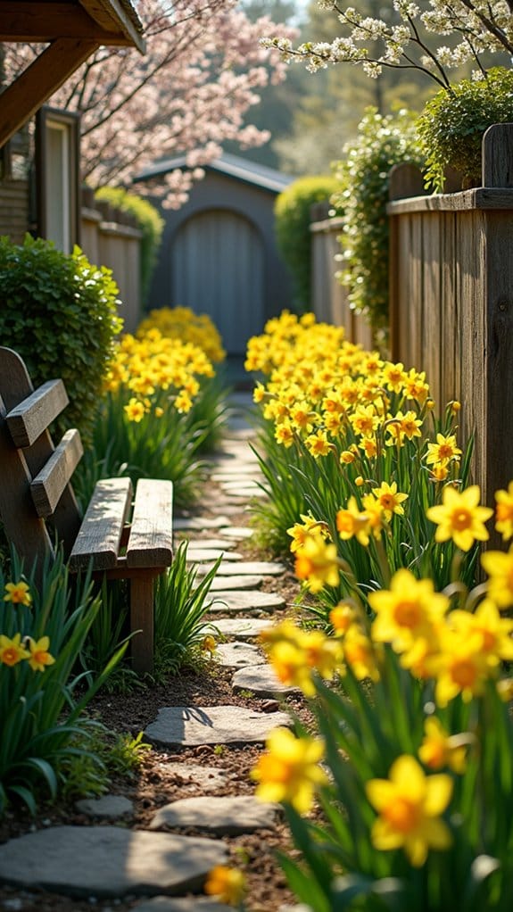 daffodils brighten cottage gardens