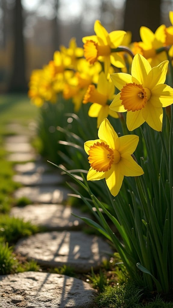 daffodils illuminated by lighting