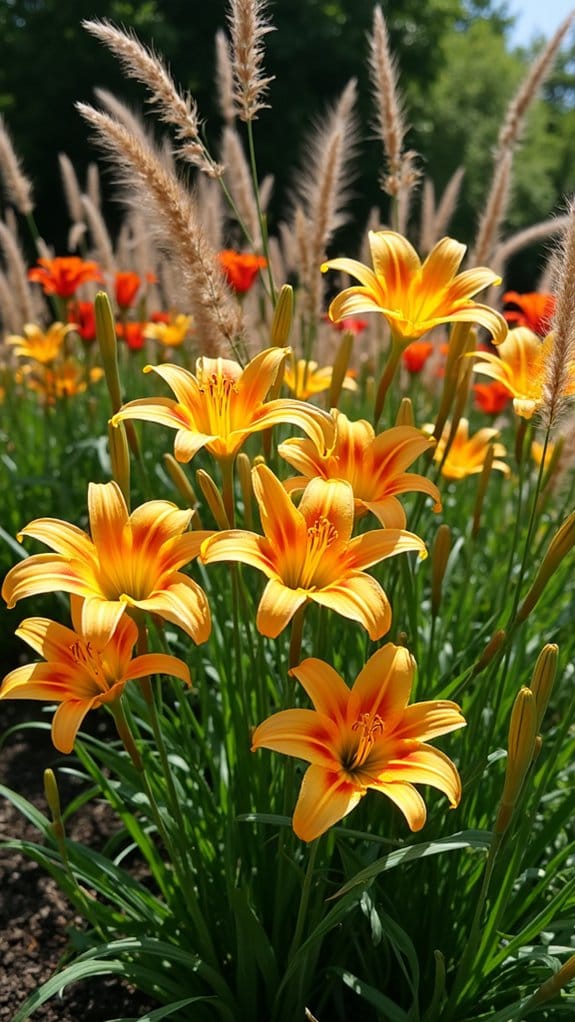 daylilies and grasses combination