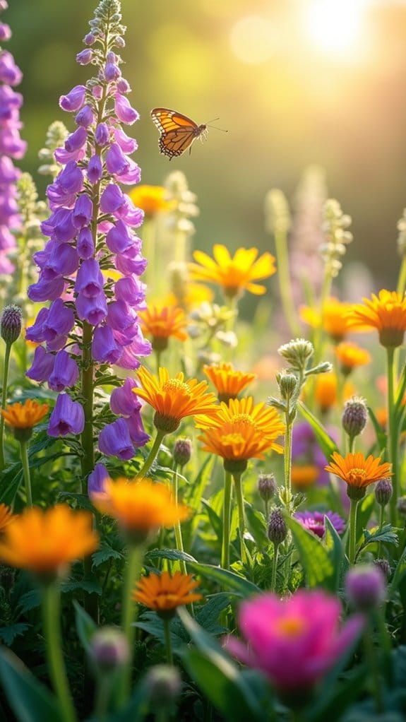 diverse native flower clusters