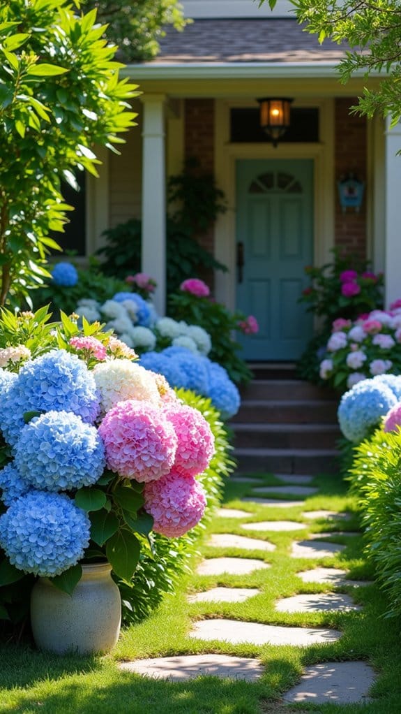 diy hydrangea entryway arrangements