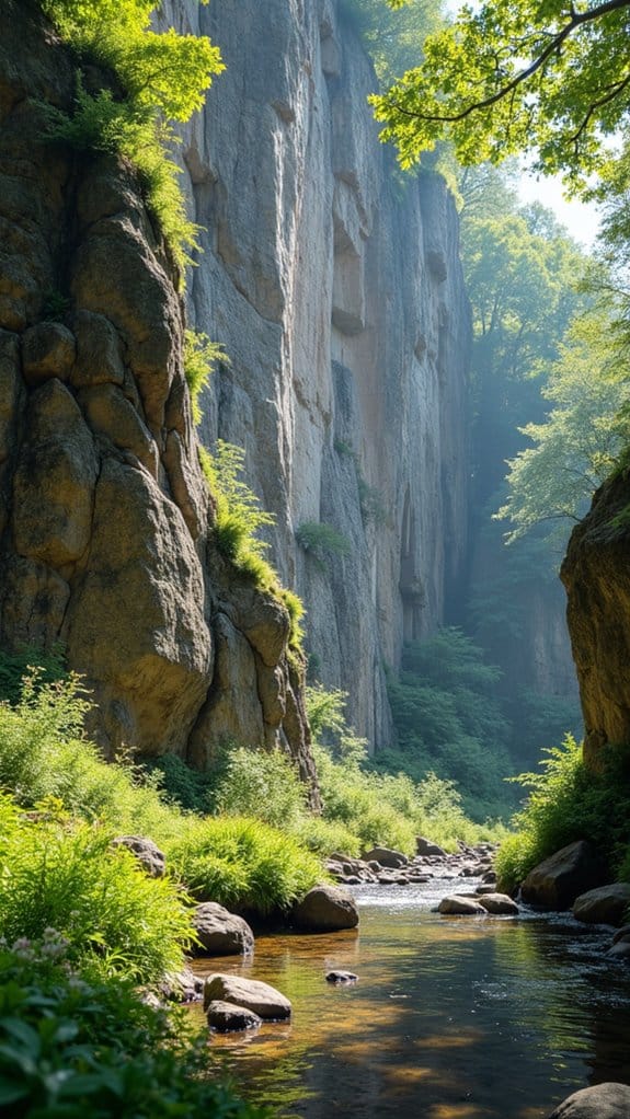 dramatic serene vertical rock walls