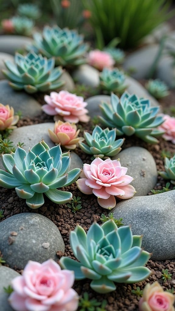 drought resistant succulent rock garden