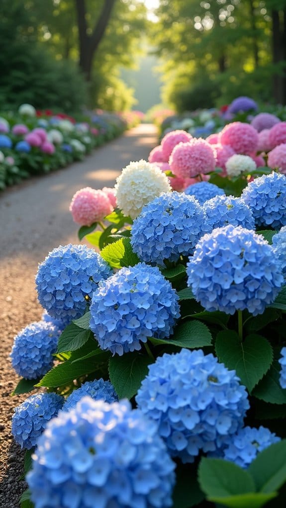 dwarf hydrangeas flower bed