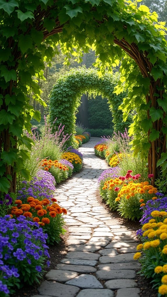 edible flower garden pathway