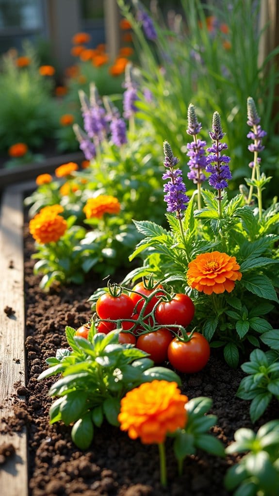 edible plants enhance flower beds