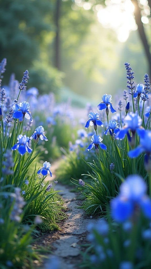 elegant blue iris blooms
