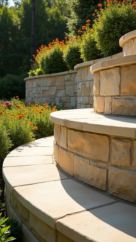 elegant curved limestone wall