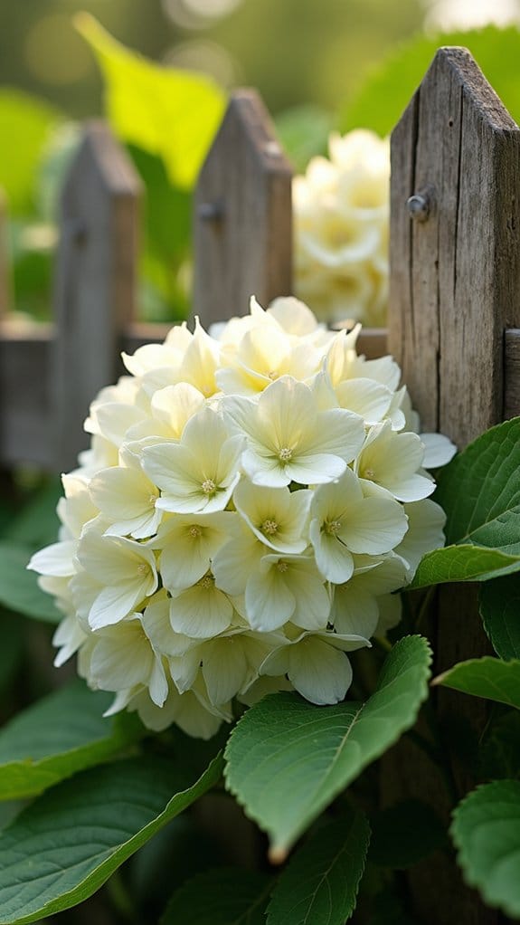 elegant hydrangeas rustic backdrop
