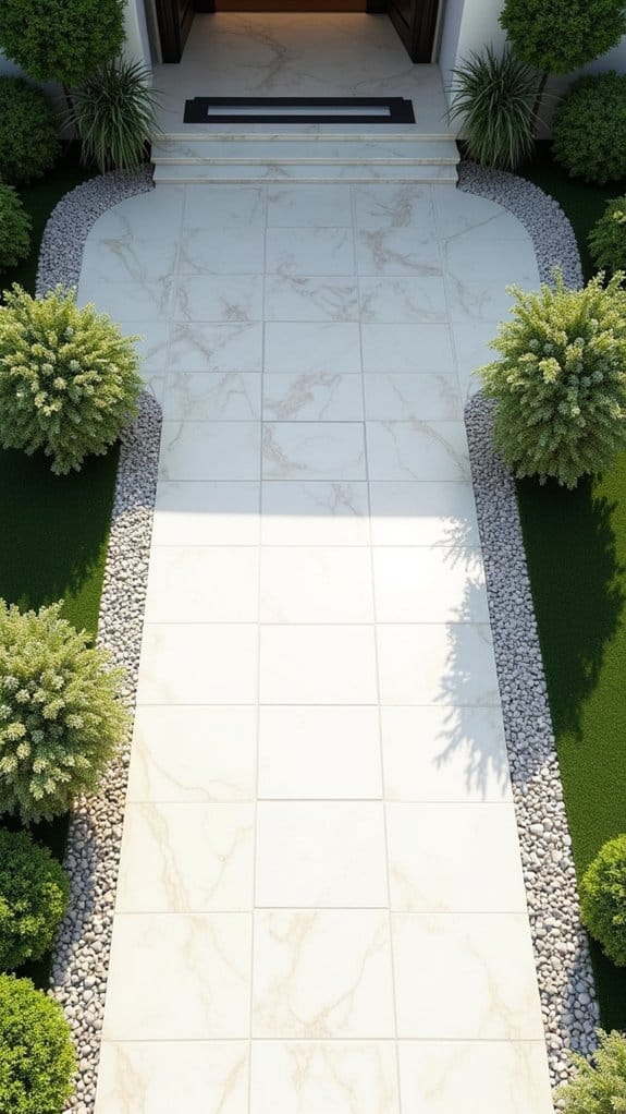 elegant minimalist marble driveway