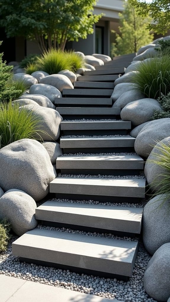 elegant stone garden steps