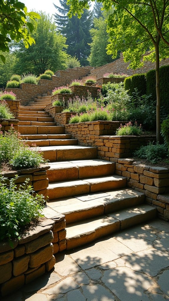 elegant tiered stone terraces