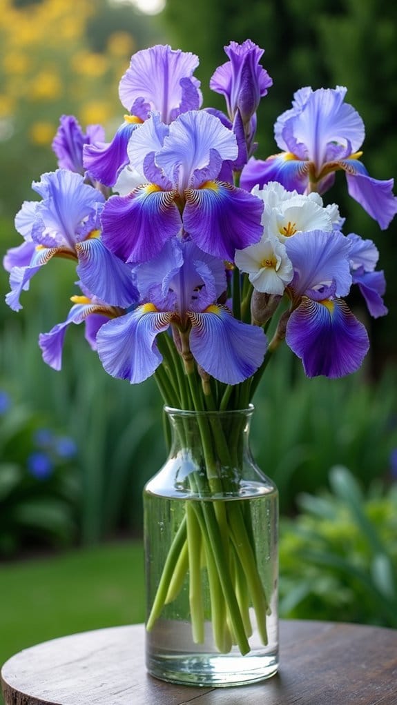 elegant vibrant iris arrangements