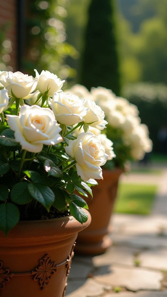 elegant white rose containers