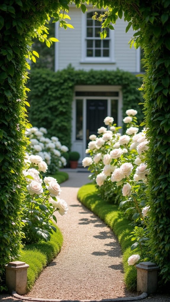 elegant white rose garden