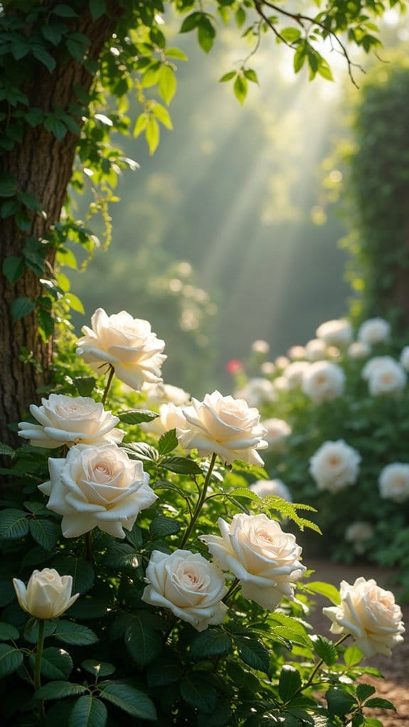 elegant white roses contrast