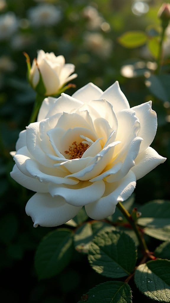 elegant white roses contrast