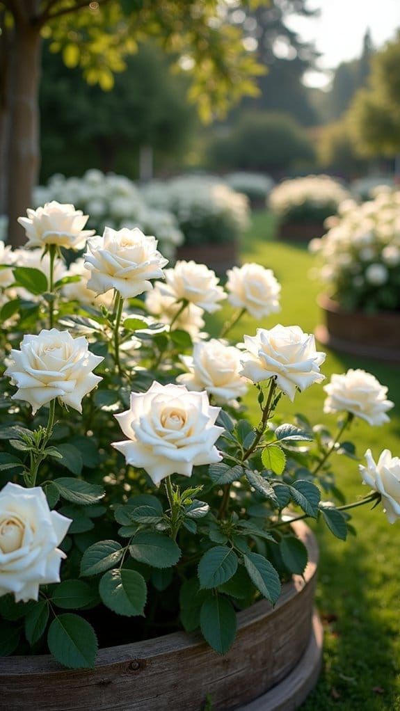 elegant white roses flourishing
