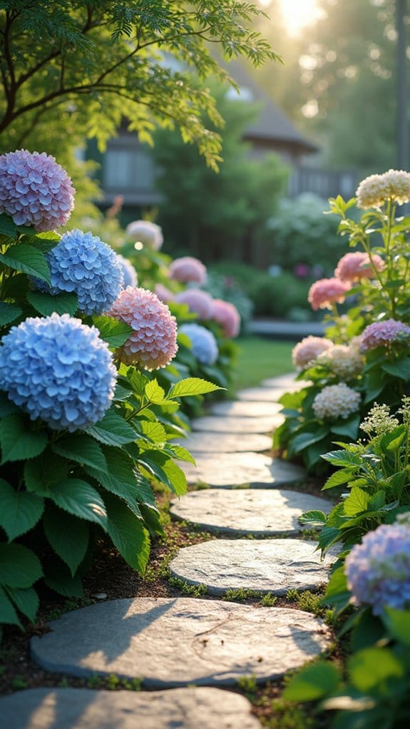 enchanting hydrangea lined pathways