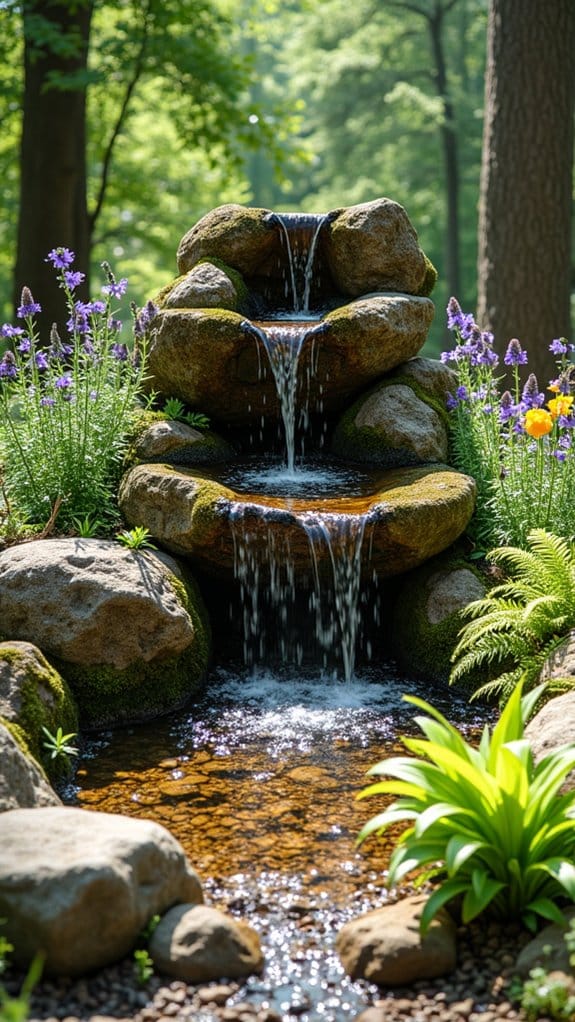 enchanting rustic rock fountains