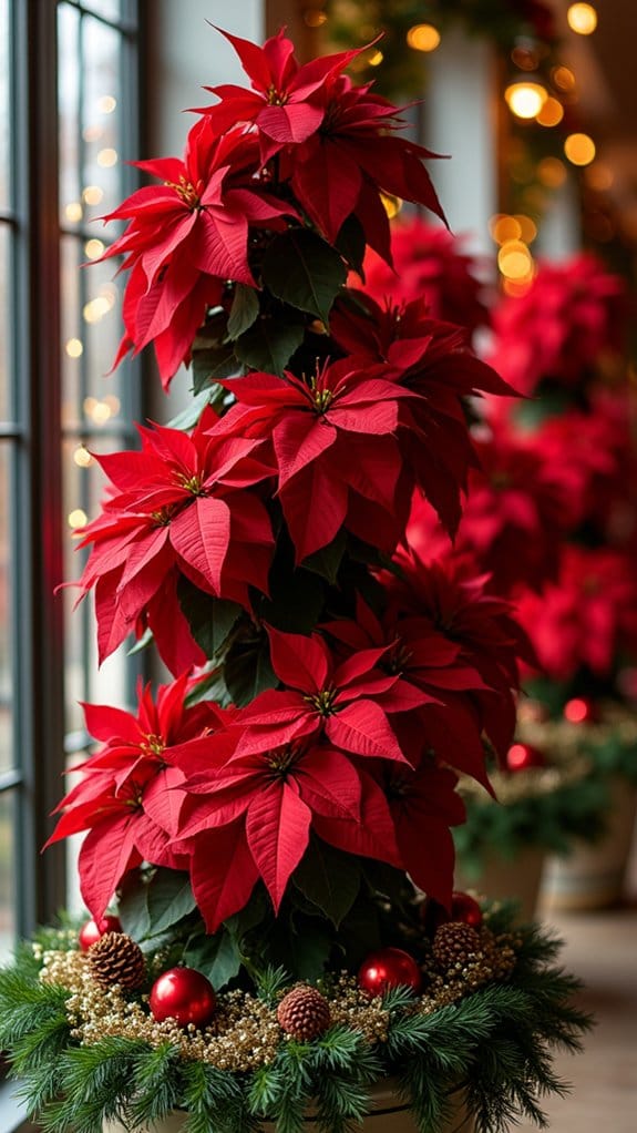 festive spiral topiary arrangements