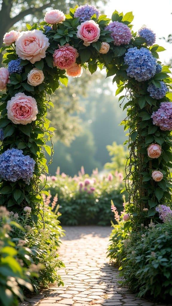 floral arch with peonies