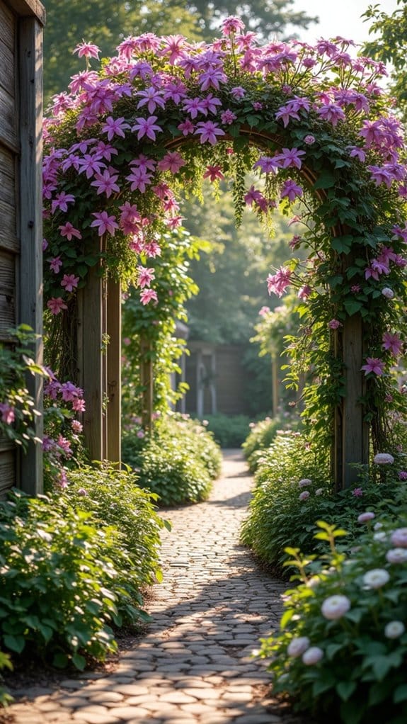 fragrant clematis garden pathway