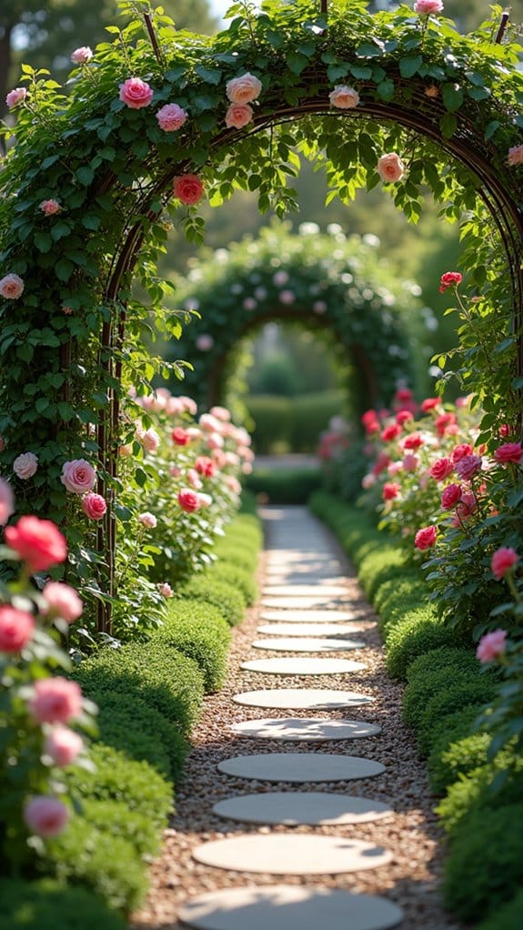 fragrant rose lined pathway