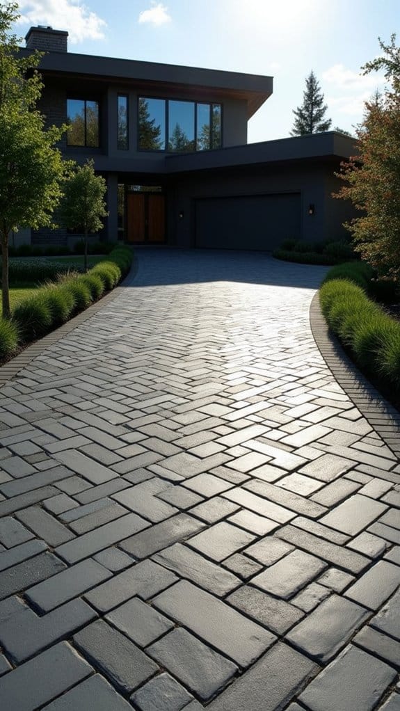 geometric modern paver driveway