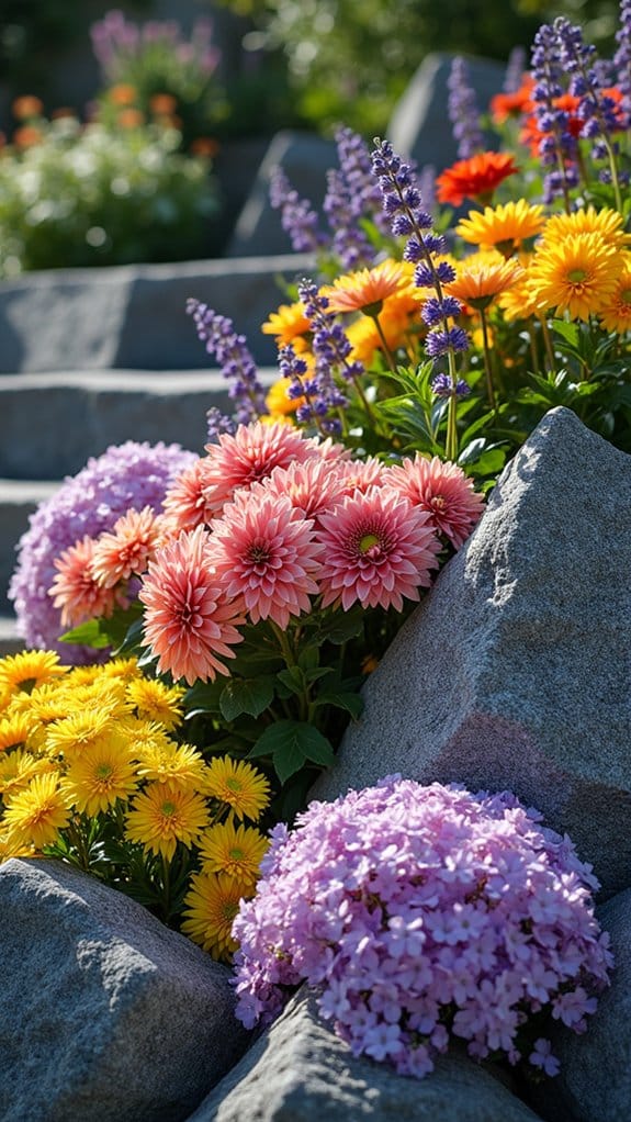 geometric rock floral design