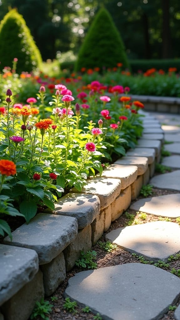 geometric stone patterns enhance gardens