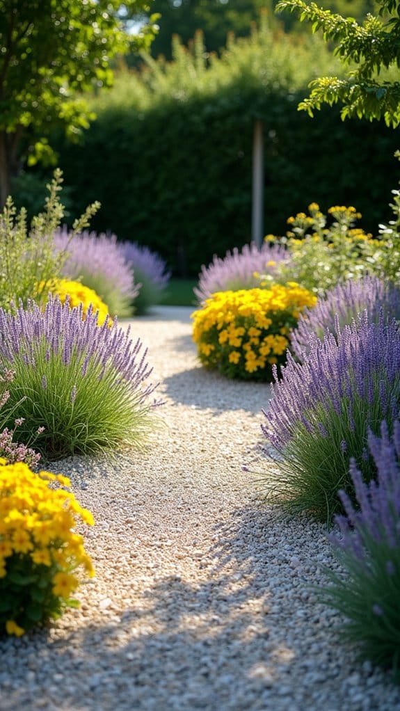 gravel and perennial flowers