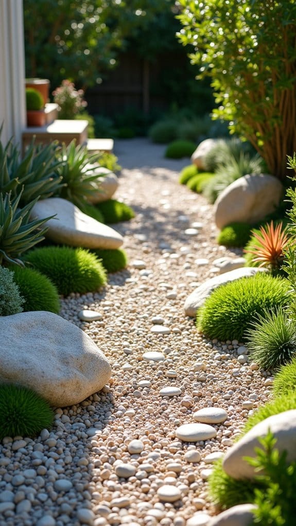 gravel beds enhance landscape texture