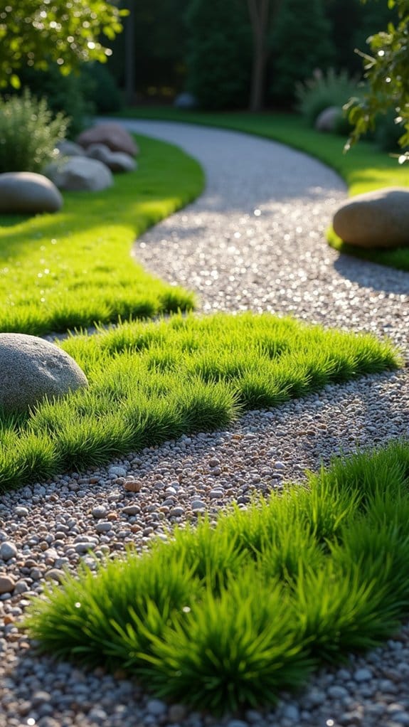gravel driveway with greenery