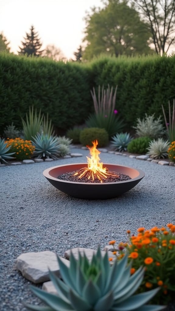 gravel enhances fire pit