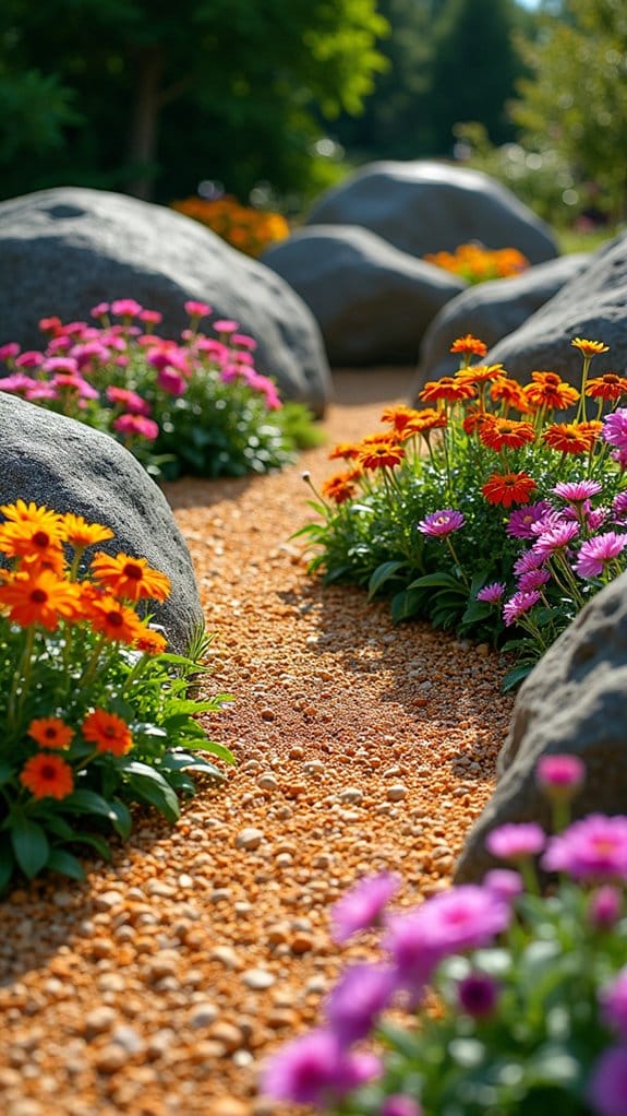 gravel enhances flower beauty