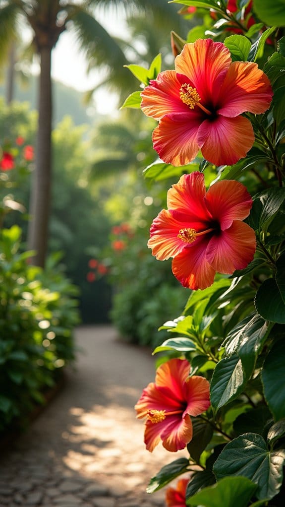 hibiscus plants as backdrops