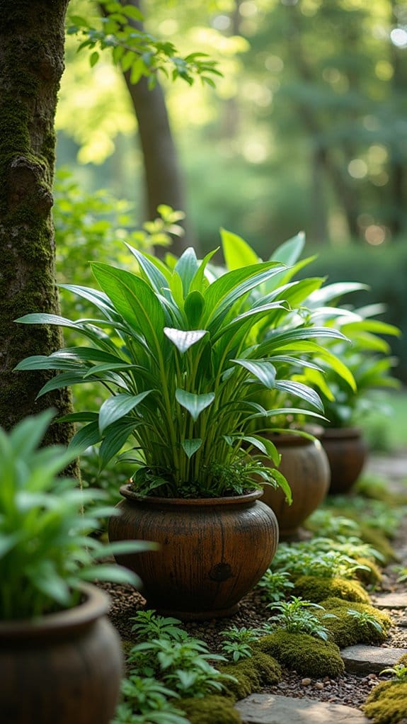 hostas enhance container displays