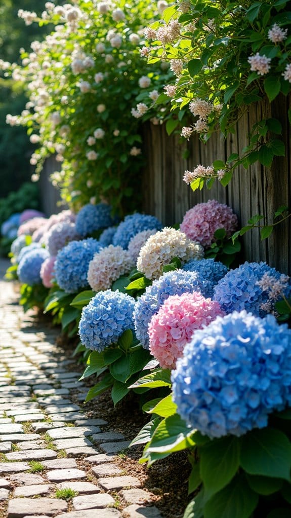 hydrangea borders enhance pathways