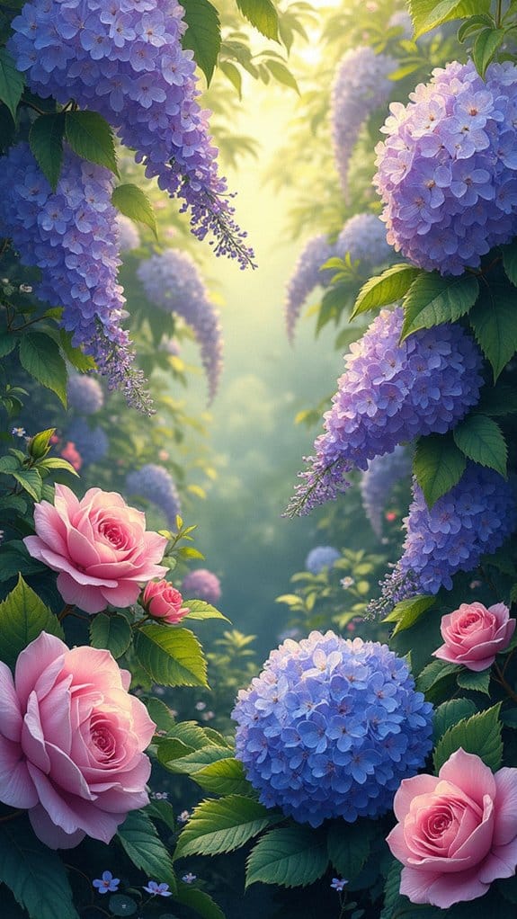 hydrangeas and roses harmony