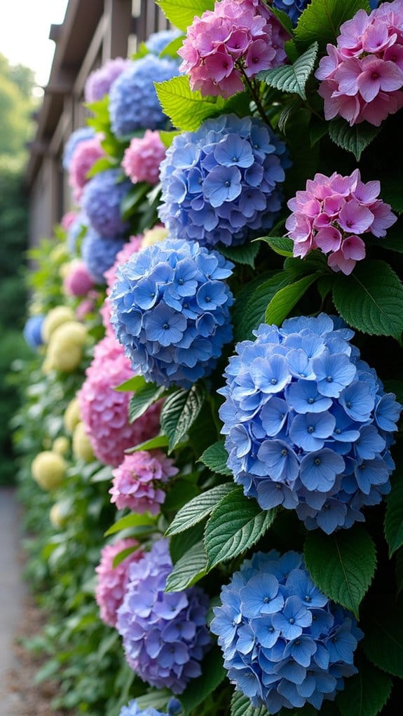 hydrangeas enhance vertical gardens