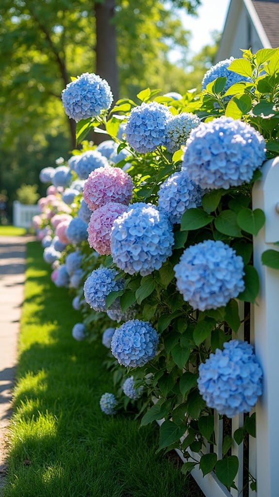hydrangeas enhance vinyl fencing